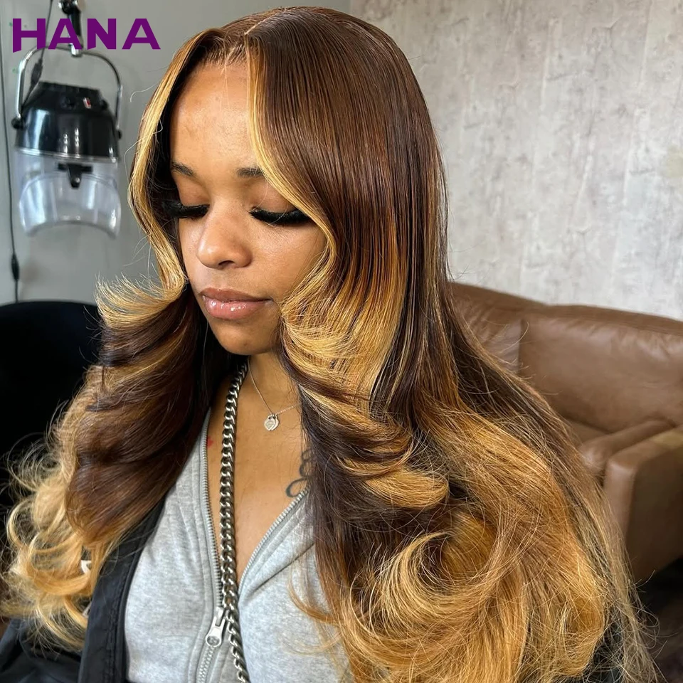 

Ombre Brown Blonde Colored 5X5 Closure Wig For Women Remy Brazilian Human Hair Body Wave 13X6 13X4 Transparent Lace Frontal Wigs