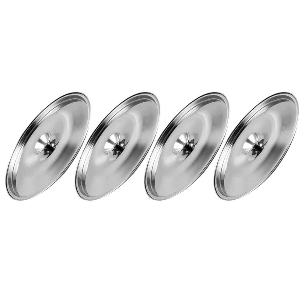 

4 Pcs Stainless Steel Taste Cup Lid Large Pan Knob Mini Saucepan with Small Lids Metal Oil Pot Cover Seasoning Reusable