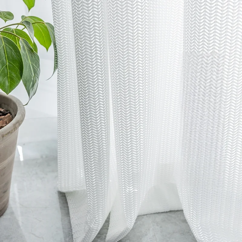 310cm Height White Living Room Sheer Curtains Fishbone Yarn Thickened Gauze Tulle For Bedroom Balcony Curtains