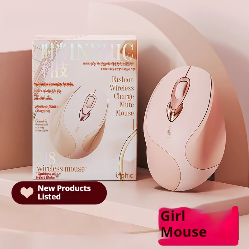 

Wireless mouse charging mute business office Bluetooth three mode cute girl personality notebook mini pad computer universal