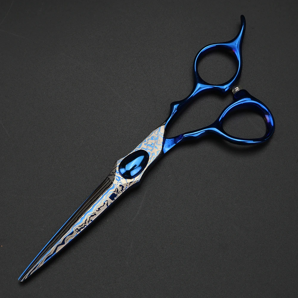 XUANTENG Blue Alien Design Hair Scissors 6-inch High Hardness Durable Sharp Cutting Scissors and Thinning Scissors