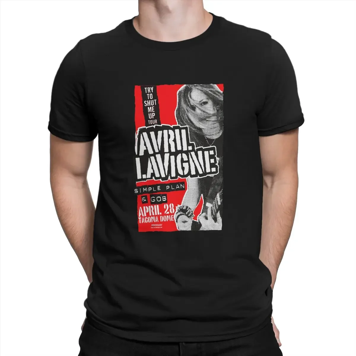 Vintage MTV's Most Popular Female Singer In Asian Music T-Shirt Men Crewneck Pure Cotton T Shirt Avril Lavigne Short Sleeve