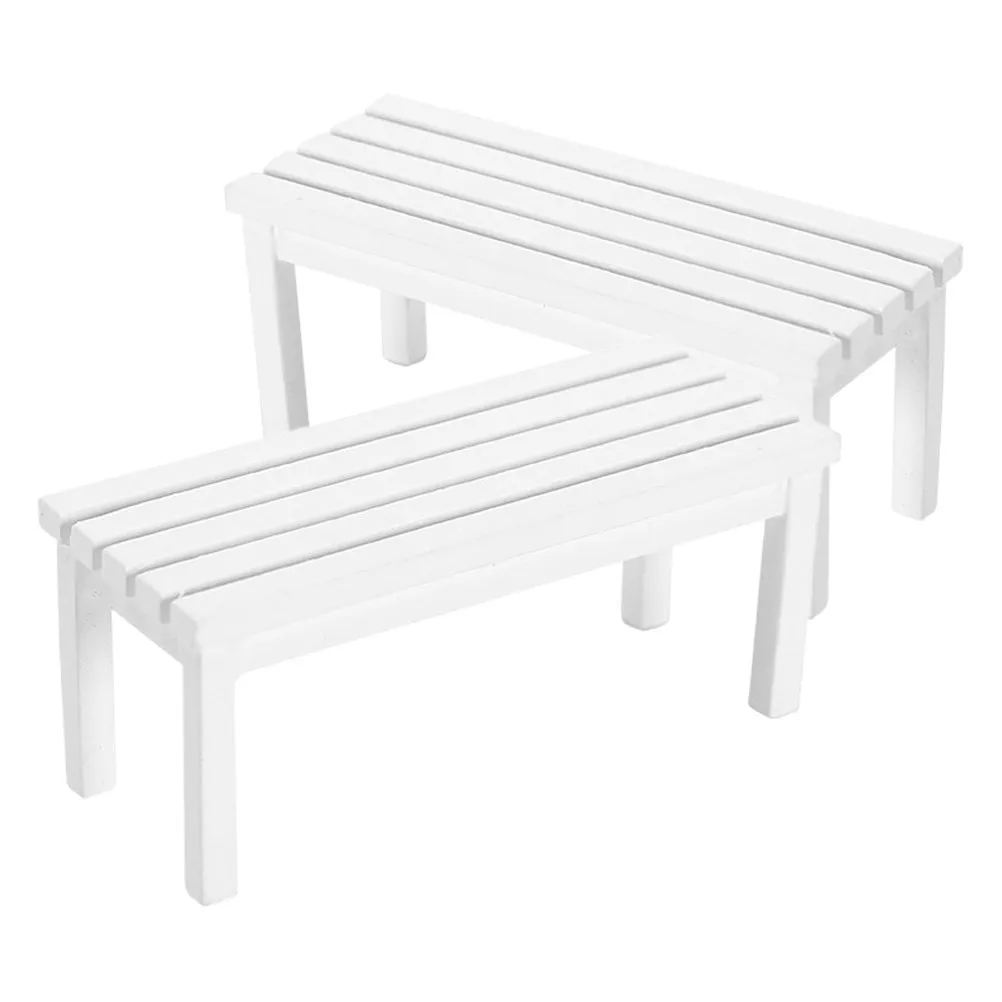 

2 шт. миниатюрные деревянные скамейки с реалистичной текстурой, для мини-домика, патио, с подлокотниками, аксессуары для садовой мебели