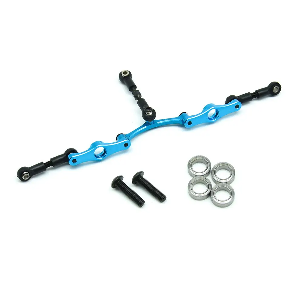 Aluminum Steering Set Steering&Rods Set for Tamiya 1/10 TT01 -Blue