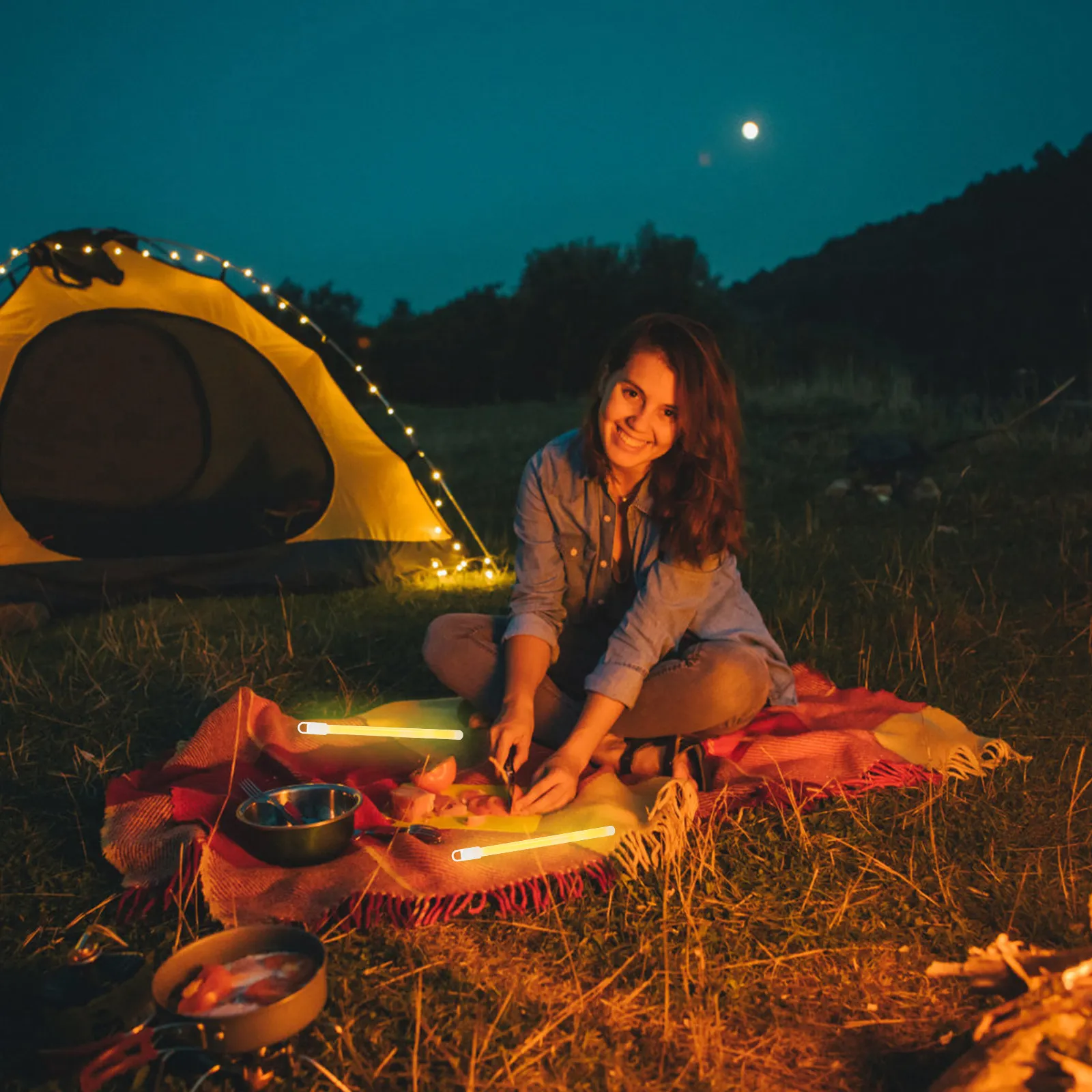 

Набор из 5 ярких светящихся палочек для экстренного освещения, с крючком, для кемпинга, ночного спасения, универсального освещения, светящиеся