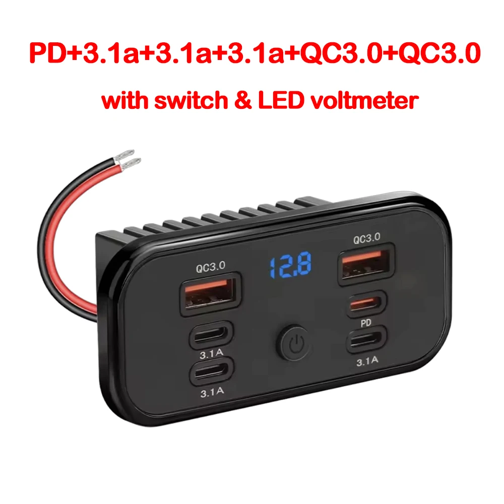 12-24V 2/4/6-Port QC3.0 PD Auto-Ladebuchse Schnellladung Dual USB-C Dual QC3.0 Schnelllade-Stromanschluss für Wohnmobile und LKWs