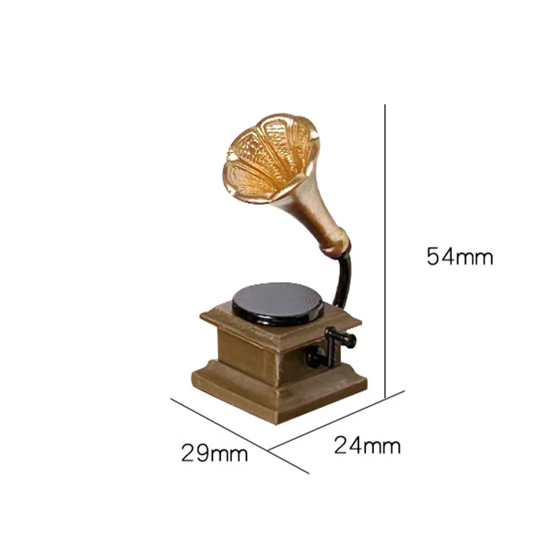 1:12 Dollhouse Miniature Retro Phonograph Record Player Mini Furniture Decor Desktop Accessories Kid Toys