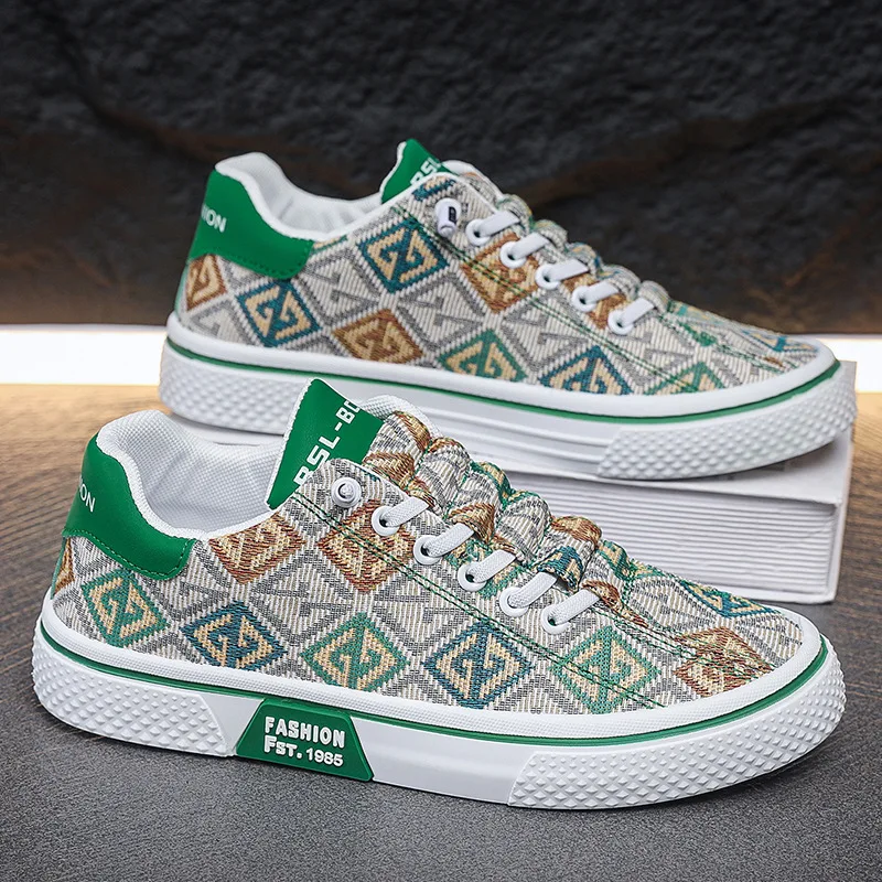 

Трендовая мужская повседневная обувь, дышащие парусиновые кроссовки, мужские удобные прогулочные туфли на шнуровке, уличная нескользящая мужская вулканизированная обувь