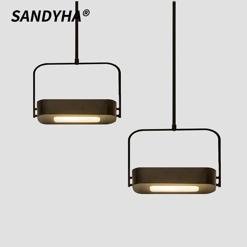 

SANDYHA Modern Pendant Light Minimalism Box Style Chandelier LED Lighting Fixture For Living Room Bedroom Bar Counter Home Decor