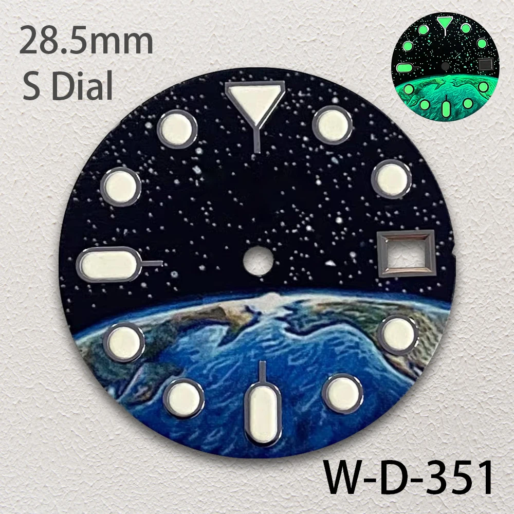 

28.5mm S5 Logo Starlit Dial Fit NH35/NH36/4R/7S Japanese Movement C3 Green Luminous High-Quality Watch Modification Accessories