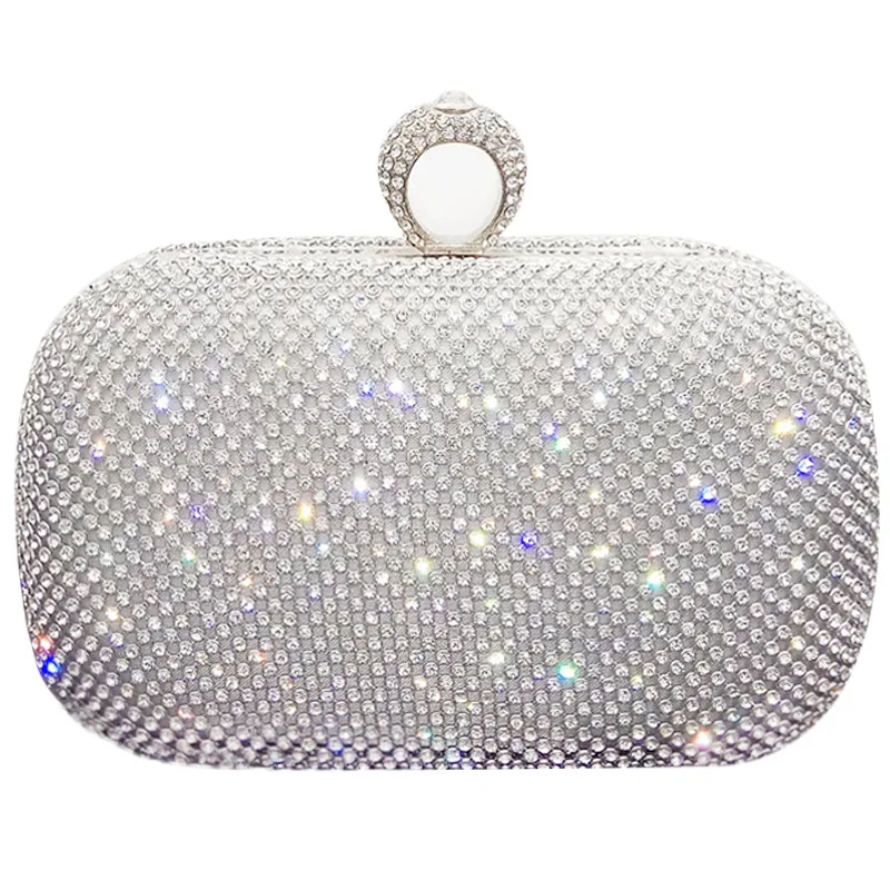 Shinny Glitter Evening Bags Rhinestone Hard-Surface Box Bags Elegant Female Wedding Shoulder Pouch Banquet Party Luxury Purse