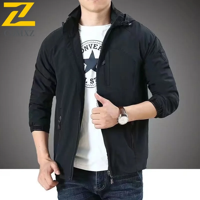 COMXZ 2025 Hot Windproof Hooded Jacket Men Women Lightweight Trekking Coat Outdoor Hiking Waterproof Breathable Sports Wear
