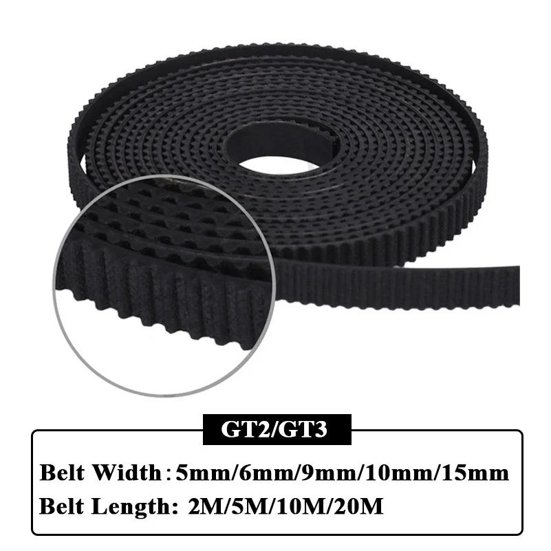 2m/5m/10m/20m GT2 GT3 Open Timing Belt Width 5mm/6mm/9mm/10mm/15mm GT2 GT3 Belt Rubber Aramid Fiber Cut to Length for 3D Printer