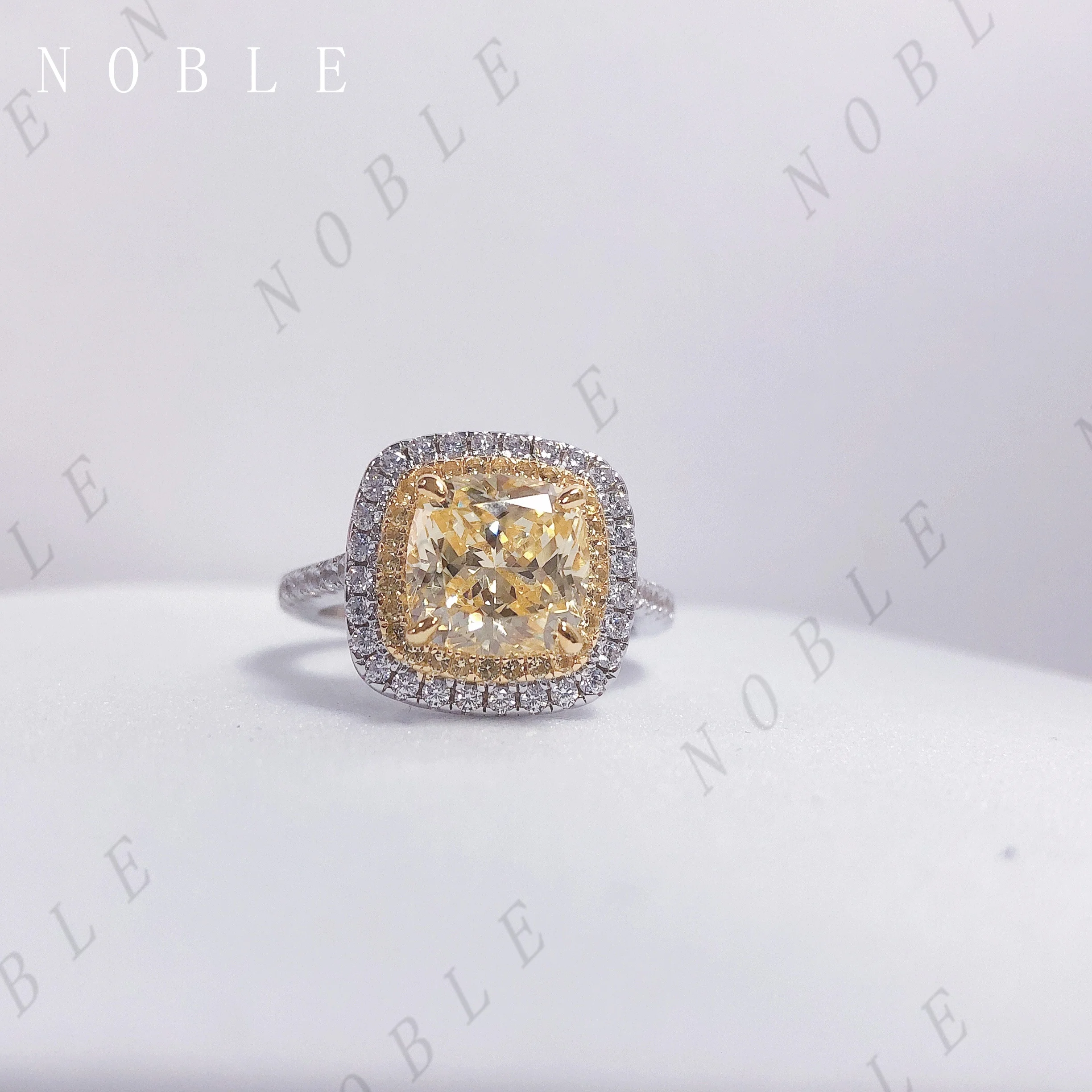 Echter Weißgold AU750 Ring 2,5 CT Strahlend geschliffener gelber Diamant Verlobungsringe für Frauen Schöner Jubiläumsring – Detail 4