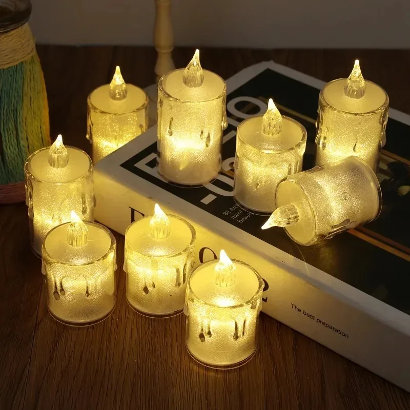 Świece LED Bezpłomieniowa świeca Lampa na baterie Tealight Przezroczyste łzy Świeca Walentynki Dekoracje na przyjęcie weselne