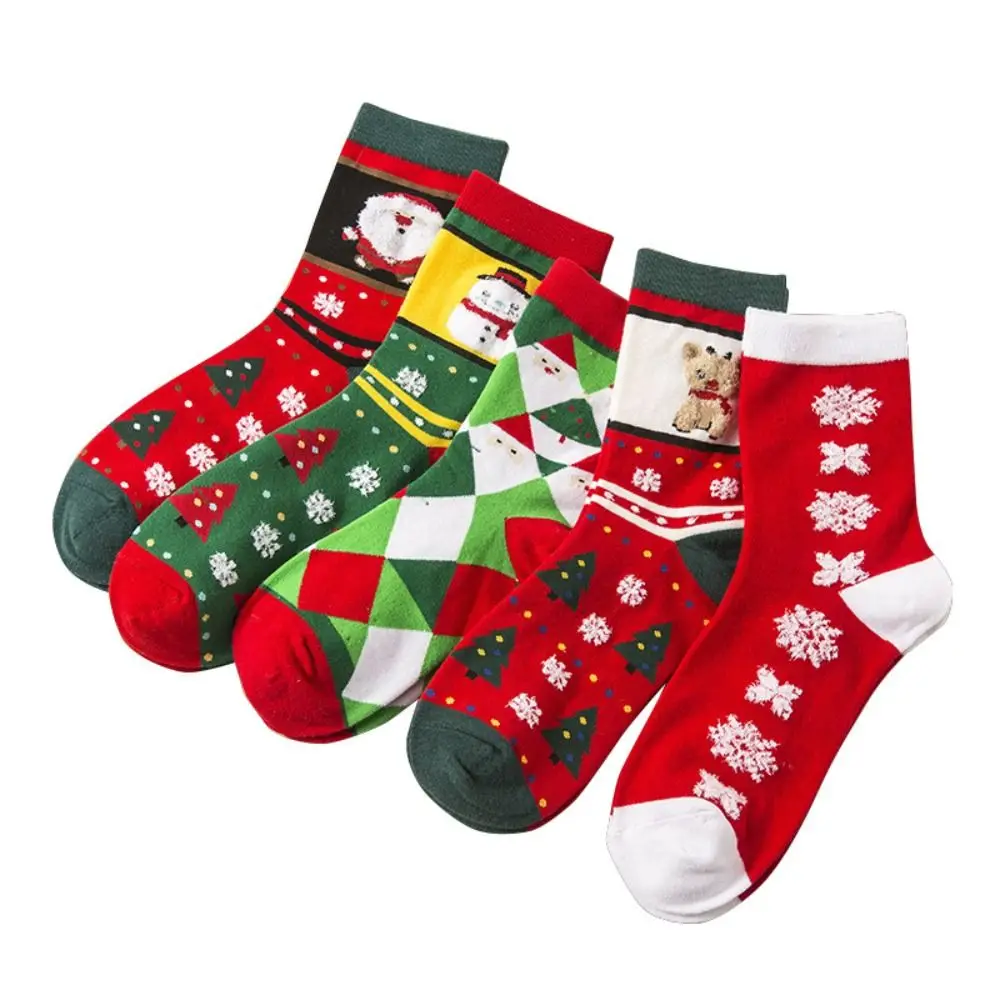 Funny Snow Christmas Socks Thickened Cotton Happy Christmas Socks Elk Crew Socks Christmas Tree Socks Ladies