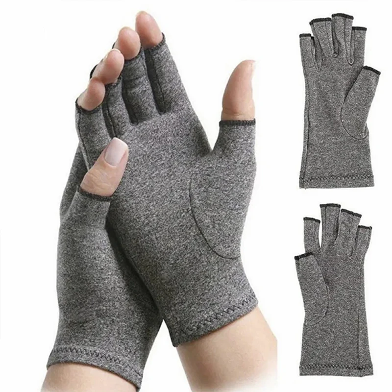 Off-the-shelf Cross Border Fitness Sports Hemp Grey Half Knuckle Gloves Sports Rehabilitation Glue Non-slip Pressure Gloves
