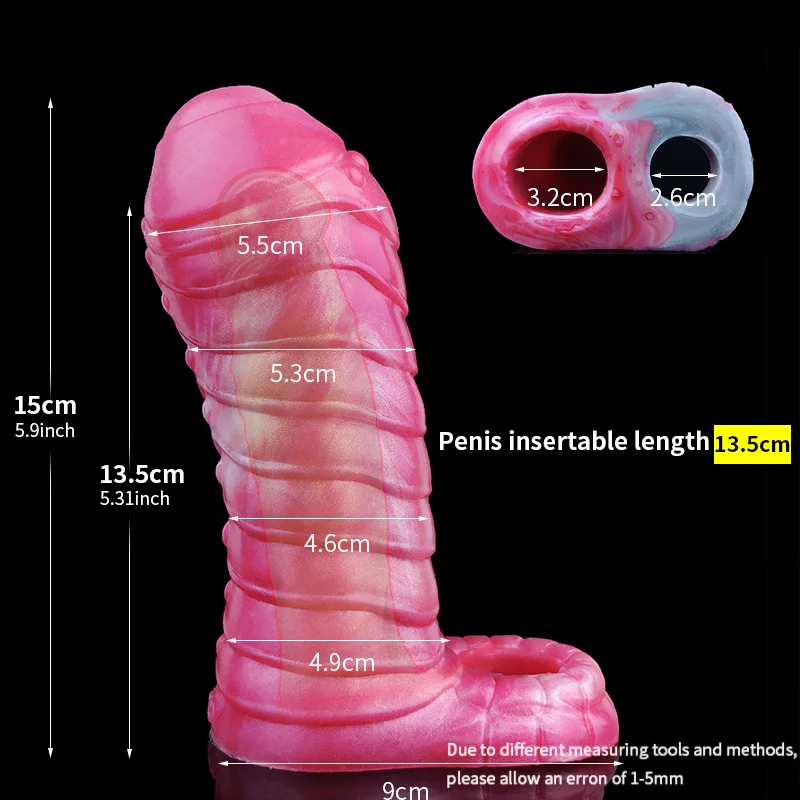 YOCY Men Cock Sheath Monster Dildo Sleeve Condom Penis Enlargement Liquid Silicone Sex Toys For Couples