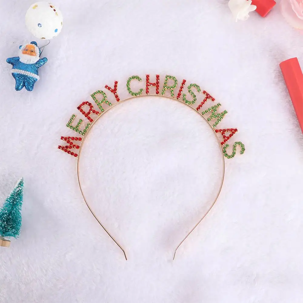 Letter Christmas Dree Up Christmas Gift Korean Style Hair Hoop Merry Christmas Headband Female Jewelry Rhinestone Crown