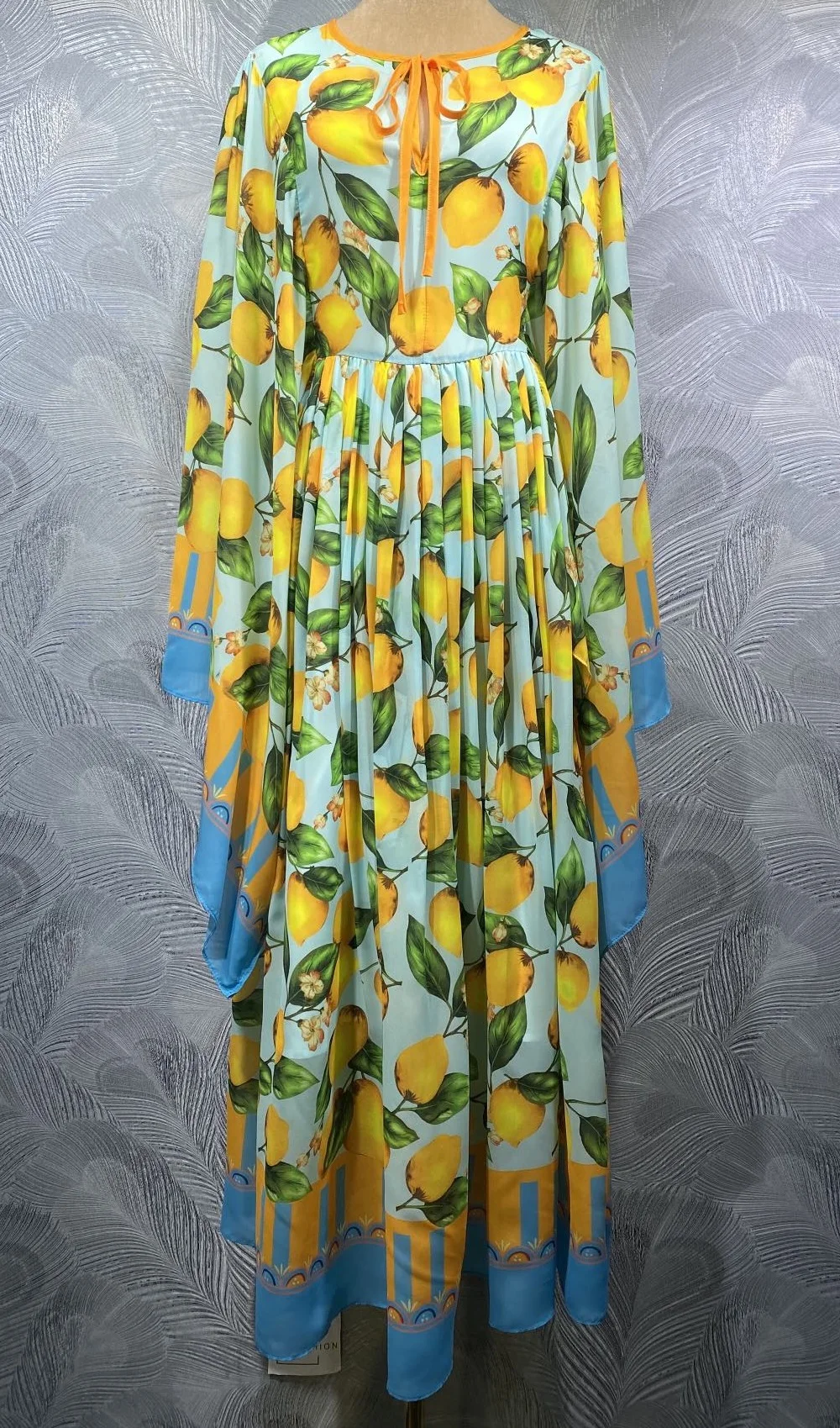 

Bohemian Beach Long Dress 2026 Spring Summer Fashion Women Sweet Fruits Print Flare Sleeve Casual Party Long Maxi Dress XXL Size