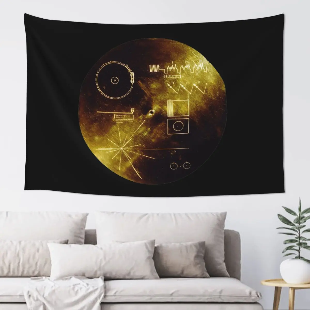 The Voyager Golden Record! Tapestry Funny Wall Hanging Aesthetic Home Decor Tapestries for Living Room Bedroom Dorm Room