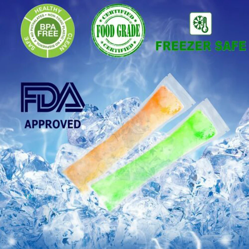 200Pcs Disposable Popsicle Mold Bags Free Zip Ice Freeze Tubes Candy Yogurt Maker Pouches Ice Cream Makers with Funnel