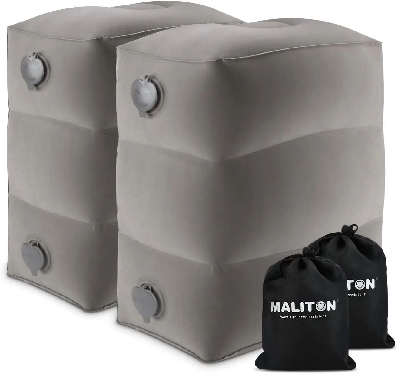 

Inflatable Travel Foot Rest Pillow, Adjustable Height Leg Support for Comfortable Seating on Flights and Cars (Grey, 2 Pack)