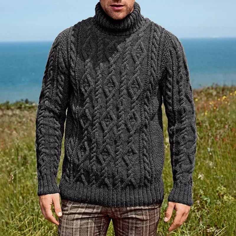

Men's Cardigan for Autumn and Winter 2024, European and American Fashion, High-neck, Long-sleeved Knitted Sweater Coat S-XL