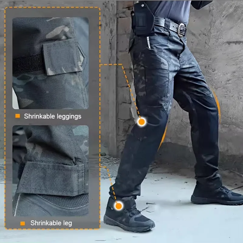 2-1 Stück Herren Taktische Arbeitshosen Outdoor-Trainingshosen Wanderhosen Frühling Herbst Wasserdichte Cargohosen Multitaschen-Arbeitskleidung – Detail 4