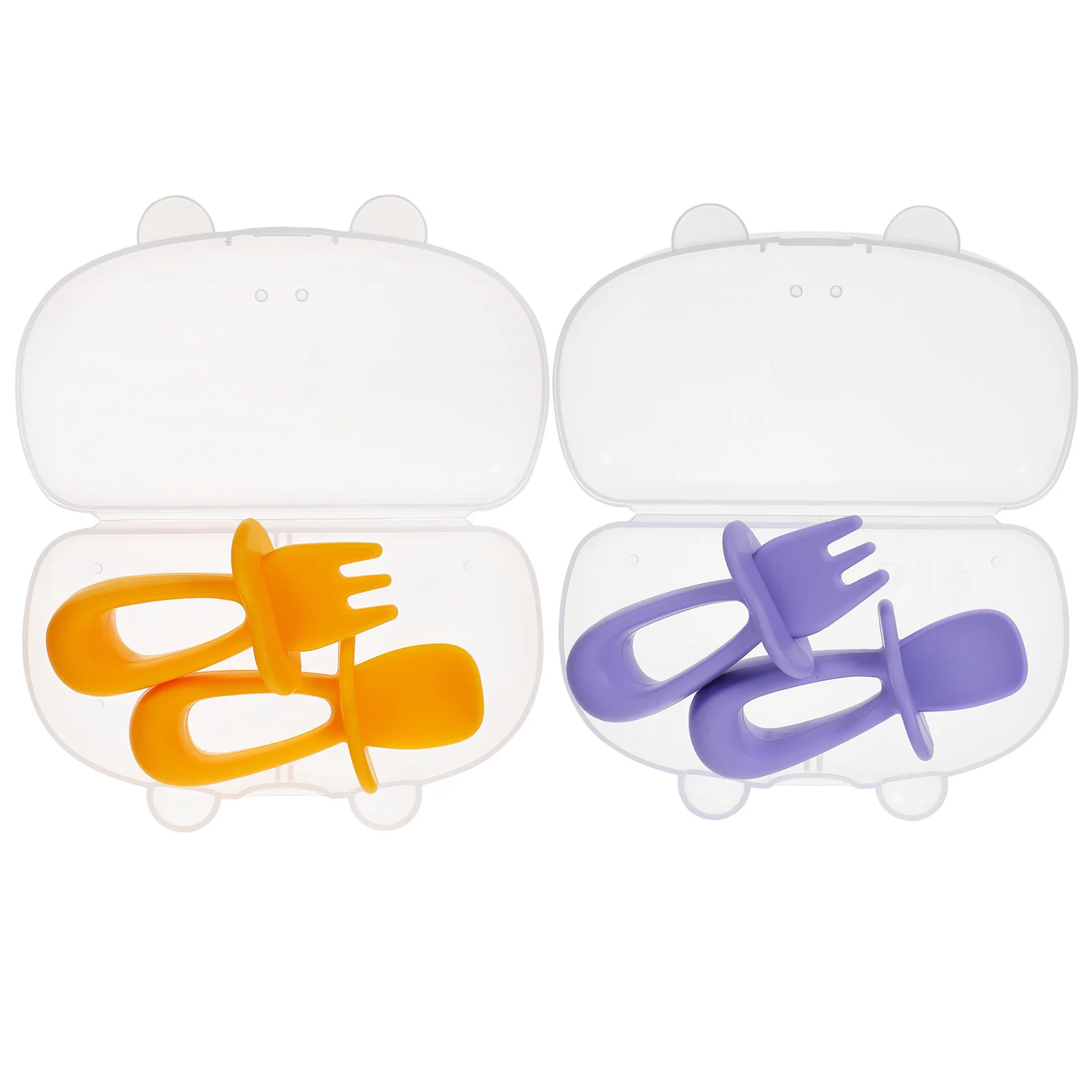 

2 комплекта, набор детской обеденной посуды, ложки, вилки, тренировочная посуда, нескользящая ручка, прочные инструменты для кормления для малышей