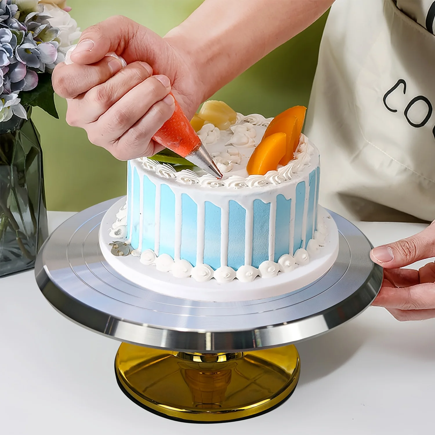 

12Inch Cake Stand Turntable Baking Tools 360° Rotating Aluminum Alloy Tray Birthday Cake Baking Decoration Kitchen Accessories