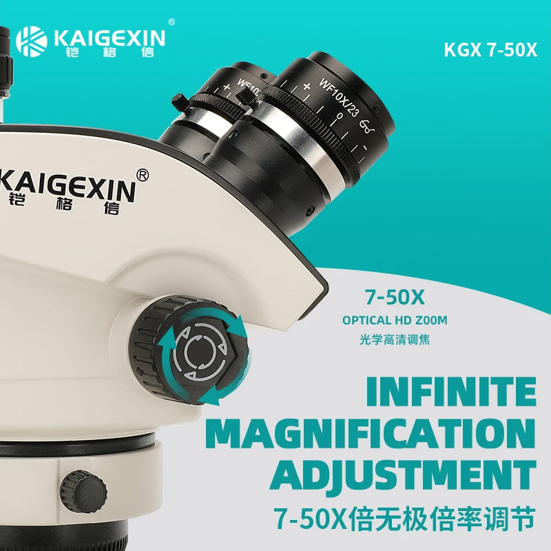 Kaigexin Tinocular Stereo Microscope Digital Magnification Continuous Zoom 7X - 50X For Phone Repair Soldering