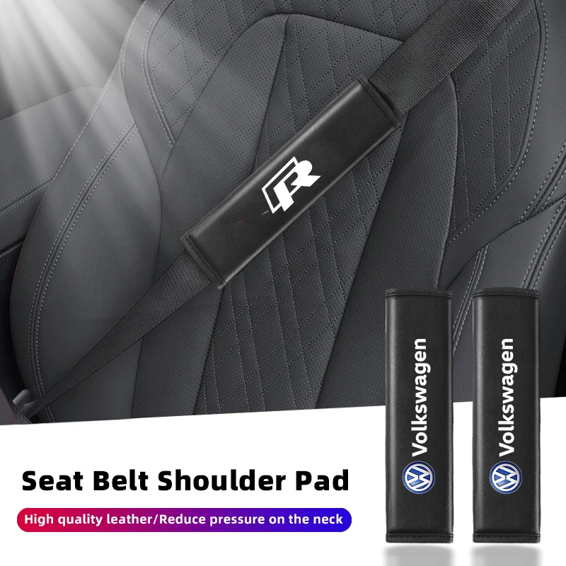 

2 шт. кожаный автомобильный ремень безопасности, наплечная накладка, защитный чехол для ремня безопасности для VW GTI Polo Golf Passat Tiguan Arteon Touareg CC Taigo Caddy