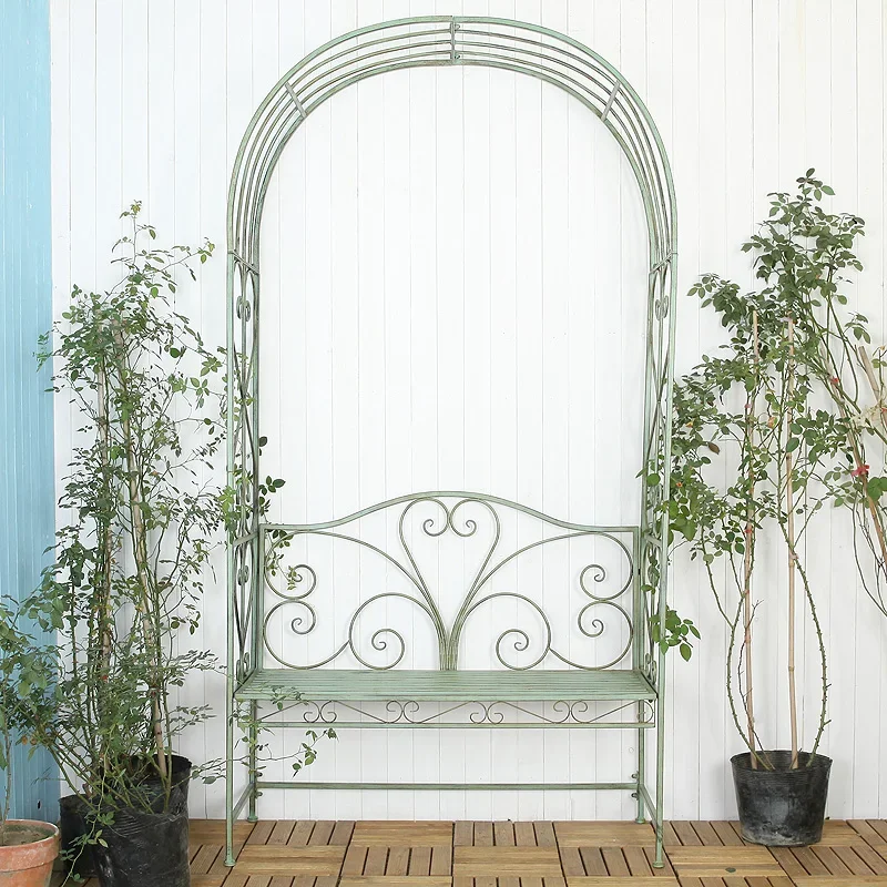 Outdoor chairs, leisure iron art with chairs, arches, garden balconies, garden flower racks, rose climbing vines