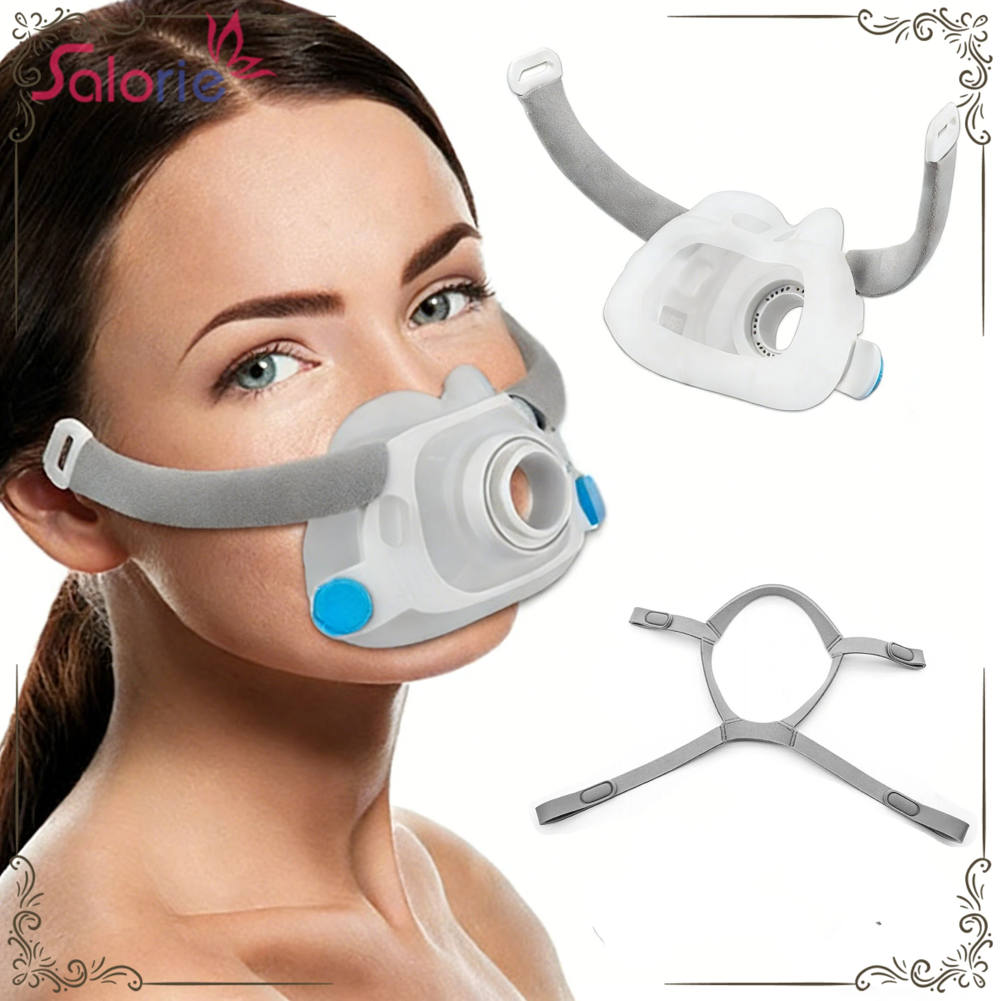 Mascarilla Facial de Repuesto para CPAP AirFit F40, Accesorios Reutilizables para Auto CPAP y BiPAP con Marco y Arnés, Herramienta de Ayuda para Dormir