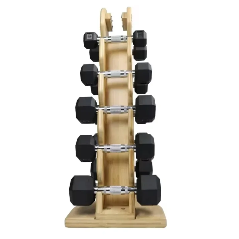 Modern Wooden Dumbbell Rack Durable Storage For Home Gym Bodybuilding Training