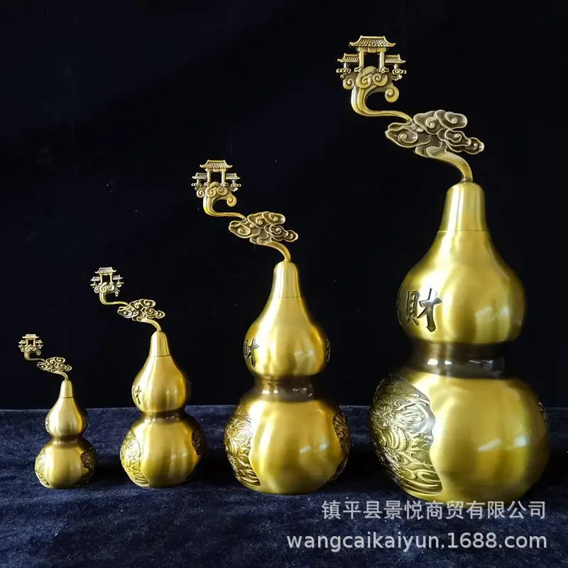 Pure Copper Ornament Kirin Pixiu Gourd Brass Mouth Open Lid Hollow Home Living Room Craft