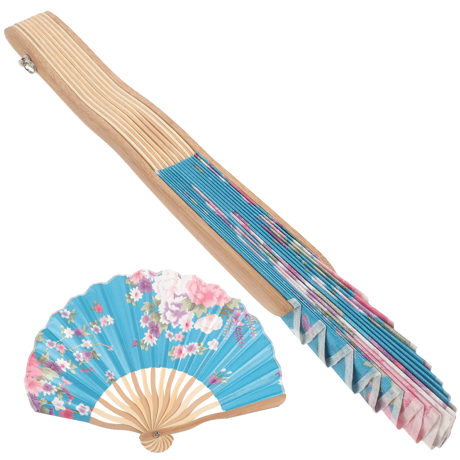 

2pcs Japanese Style Folding Fan Women Gifts Adornment Blue Ornament Home Decor Photo Props Small Presents Durable Use