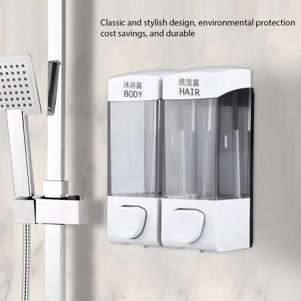 

2in1 Soap Liquid Dispenser Manual Press Visible Window Hand Sanitizer Container Sub-bottling Wall-mounted