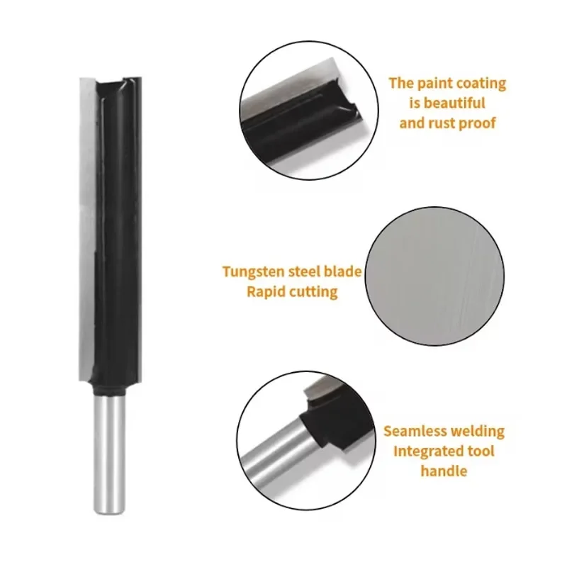 PTA6.35MM 8MM 12MM Shank Long Blades Straight Router Bits Milling Cutters for Woodworking Cleaning Flush Trim Yellow Green Black