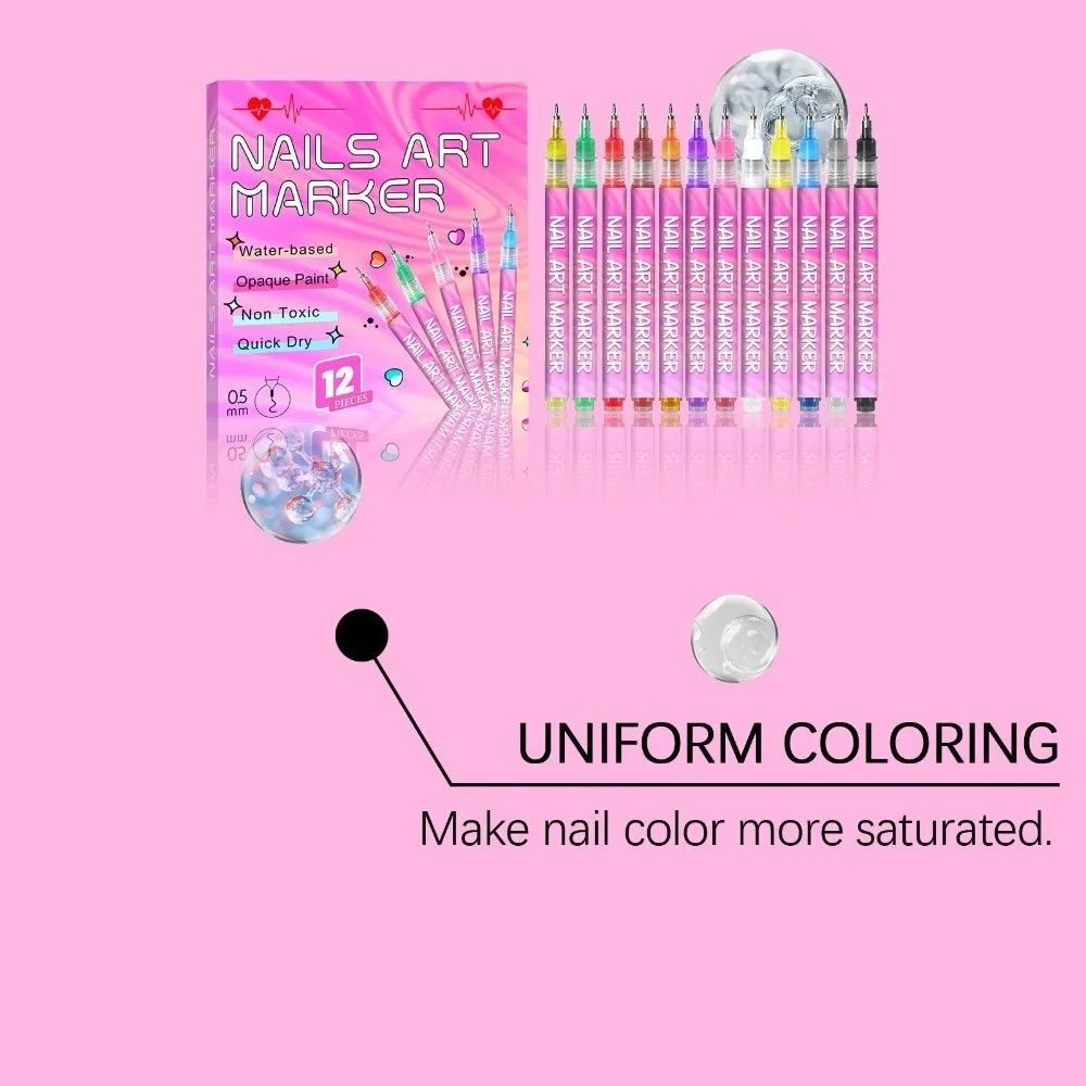 0.5 مللي متر تلميح الأظافر أقلام تلوين غرامة تلميح سريعة الجافة مسمار الفن أقلام مجموعة مقاوم للماء ملصقات الأظافر الديكور مسمار أقلام تلوين #3