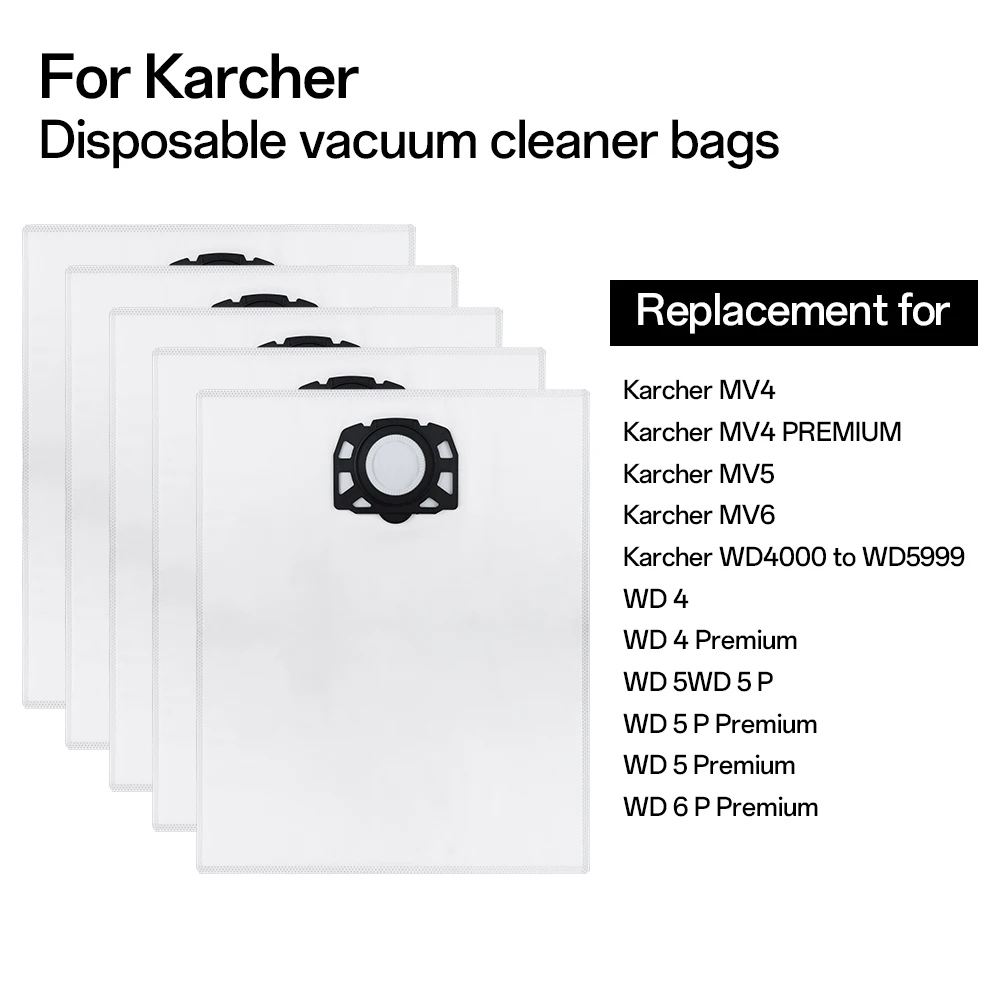 Dust bags For Karcher WD4 WD5 WD6 MV4 MV5 MV6 Robot Vacuums Cleaner Dust Bags Disposable Non-Woven Filter Bags Accessories