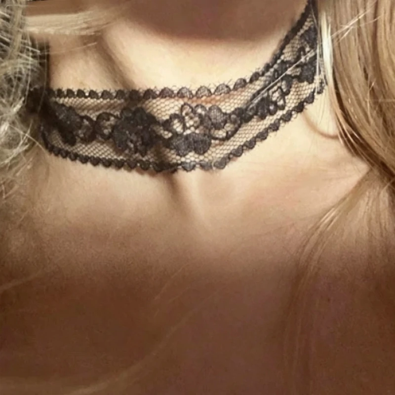 Exquisite Rose Lace Choker Nekclace for Women Sexy Black White Color Fashion Romantic Harajuku Necklace Gift for Party Jewelry