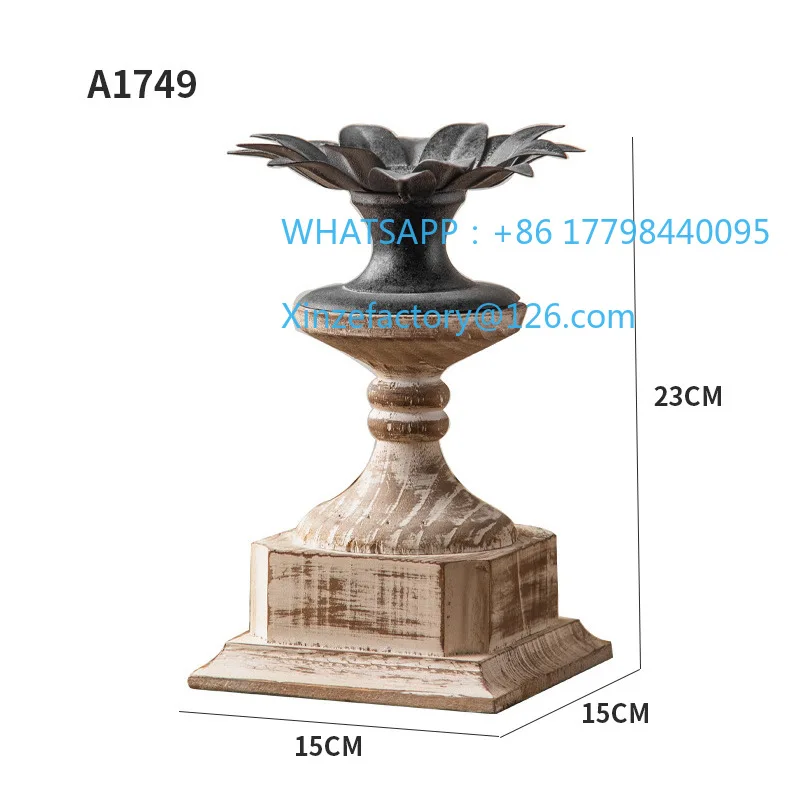 

Customizable Old Creative Wooden Candle Holder Qixi Festival Romantic Candlelight Dinner Ornament Living Room Table Decoration