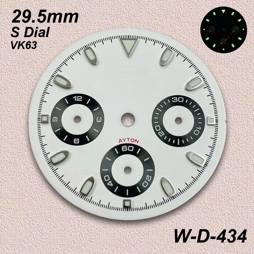 29.5mm Panda DTN S Dial Fit VK63 Movement Green Luminous High-Quality Meteorite Watch Modification Accessories