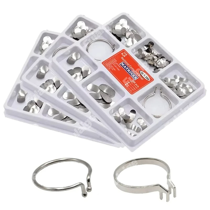 1.330/1.398 Dental Sectional Matrix System Kit Contoured Metal Bands and Clamping Separating Rings Autoclavable Dental Supplies