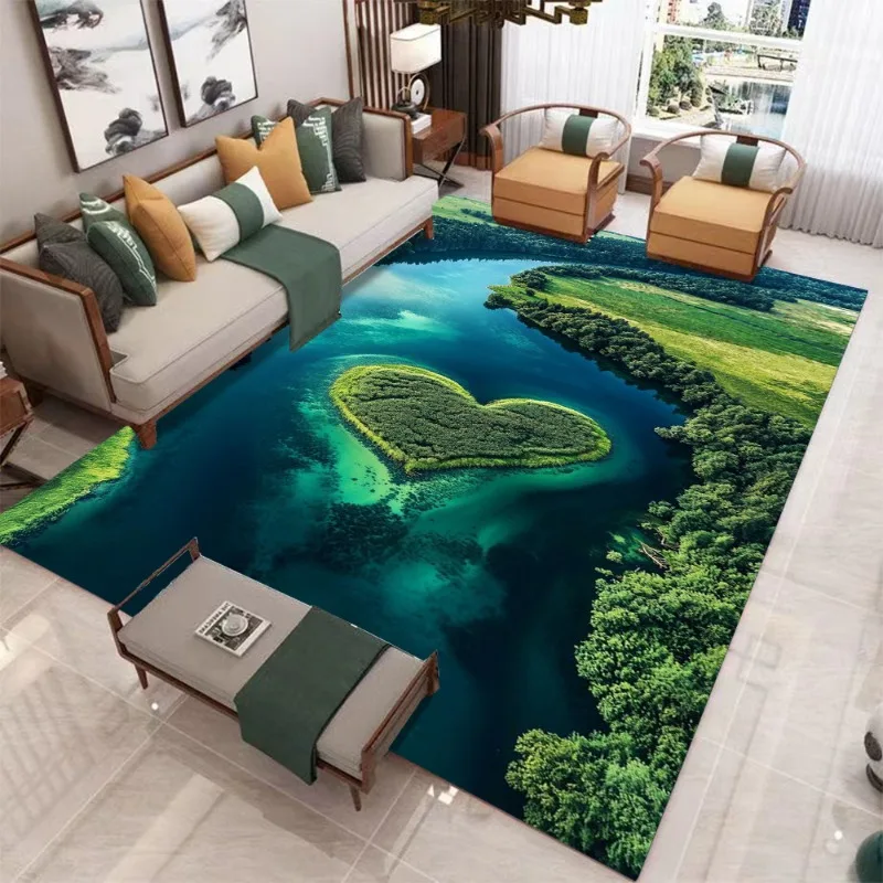 Landscape Mountain Lake Carpet Mat Rug 3D Effect Vibrant Natural Non-Slip Durable Home Decoration Living Room Bedroom Floor Mat