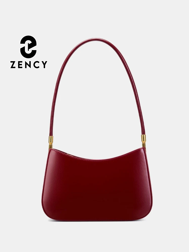 Zency French High-End Leather Underarm Bag Retro Shoulder Handbag for Women Trendy 2025 Designer Sac for Lovers Wife Girlfriend
