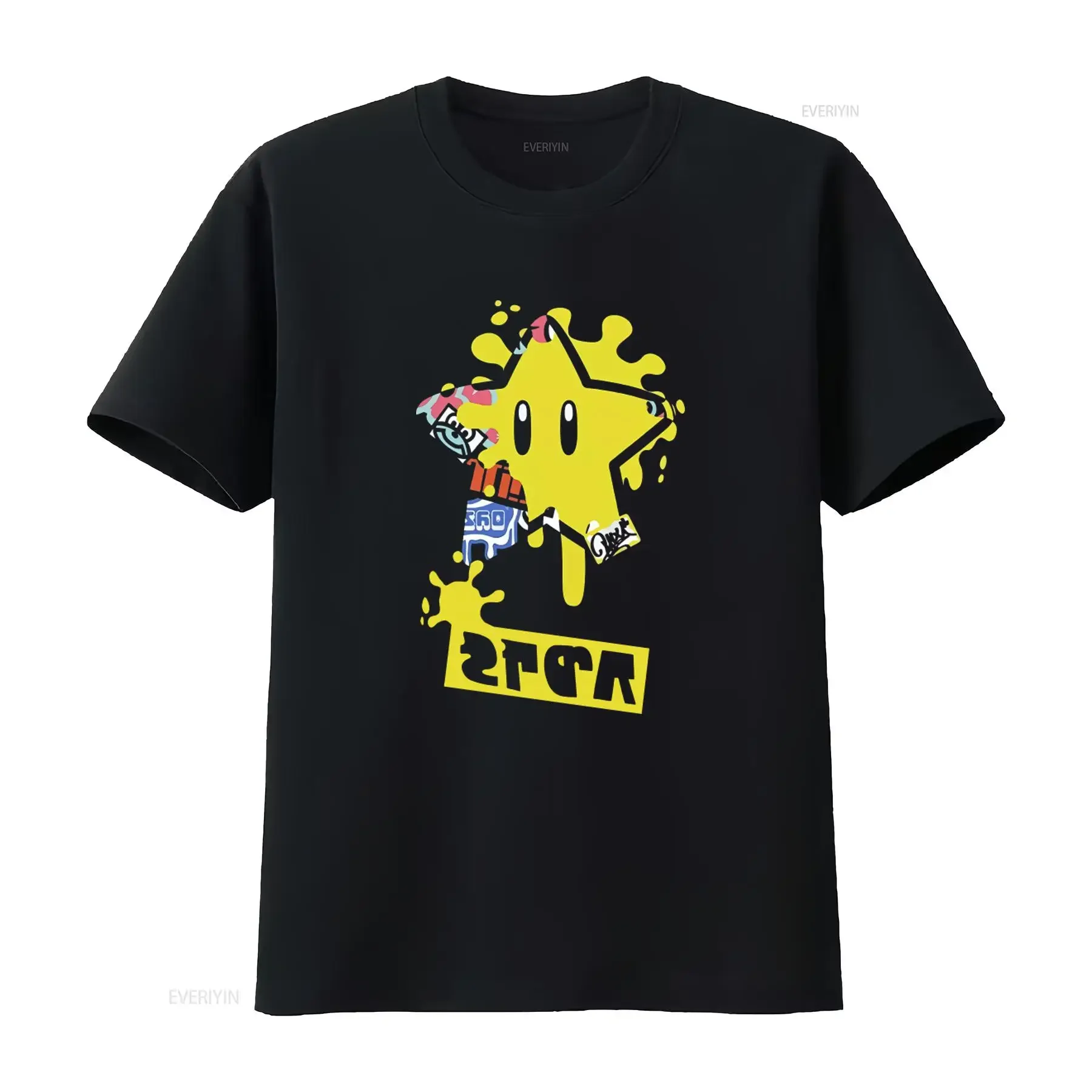 Splatoon 2 Team Star Power Splatfest Print T shirt for Men OPC6 vintage Washed Comfortable Soft fashion Stylish Breathable