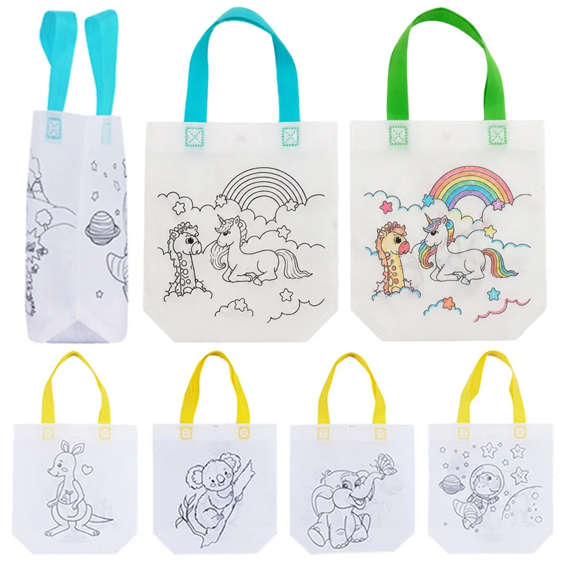 DIY Non-woven Tote Bag Line Drawing Pattern Hand Painting Bag Reusable Portable Handbag For Art Creation Craft Activity TMZ